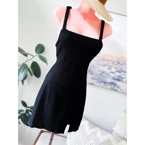 Y2k Dreams + Daylight Tease ribbed knit split thigh mini Dress jumper M - Picture 1 of 5